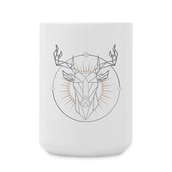 Geometrische Hirsch-Mandala mit strahlendem Halo - Große Tasse 440 ml - Weiß - Vorne