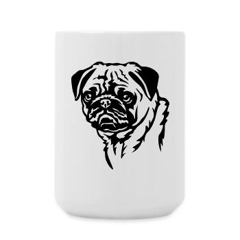 Mops Kopf - Große Tasse 440 ml - Weiß - Vorne