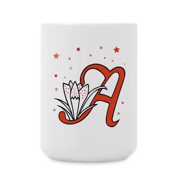 Buchstabe, Initiale, Blume - Große Tasse 440 ml - Weiß - Vorne