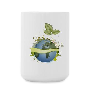 in the earth unfolds with banner - Large Mug 440 ml - white - Front