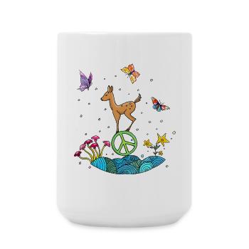 Rehkitz Peace süße Illustration - Große Tasse 440 ml - Weiß - Vorne