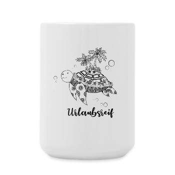 Urlaubsreif - Schildkröte mit Insel auf dem Panzer - Große Tasse 440 ml - Weiß - Vorne