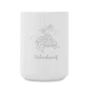 Urlaubsreif Schildkröte mit Insel in grau - Große Tasse 440 ml - Weiß - Vorne