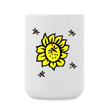 Sunflower, bees - Large Mug 440 ml - white - Front