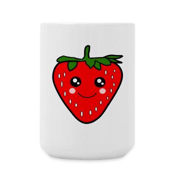 Fraise Kawaii - Grande tasse 440 ml - blanc - Devant