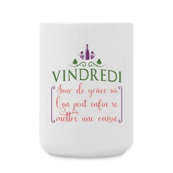 Vindredi jour de grâce où l'on se met une caisse - Grande tasse 440 ml - blanc - Devant