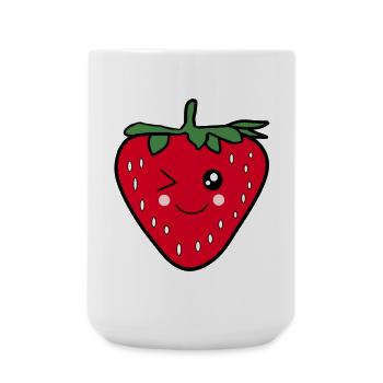 lustige Erdbeere Food Design Kawaii Geschenk - Große Tasse 440 ml - Weiß - Vorne