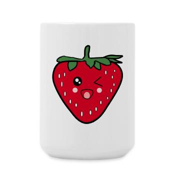 Lustiges Erdbeere Food Design Kawaii Geschenk - Große Tasse 440 ml - Weiß - Vorne