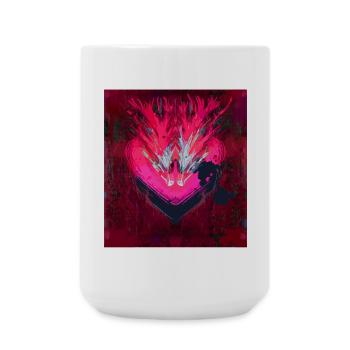 Neon Herz im Dunkelrot - Große Tasse 440 ml - Weiß - Vorne