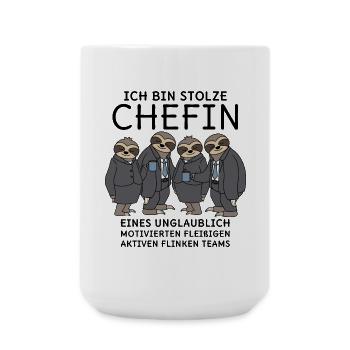 Stolze Chefin unglaublich fleißiges Team Faultiere - Große Tasse 440 ml - Weiß - Vorne