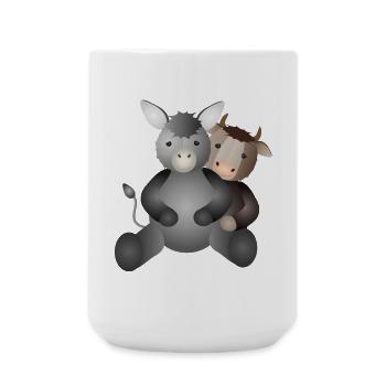 Ox and donkey for the Christmas story - Large Mug 440 ml - white - Front