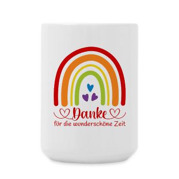 Danke für die wunderschöne Zeit Regenbogen Kita - Große Tasse 440 ml - Weiß - Vorne