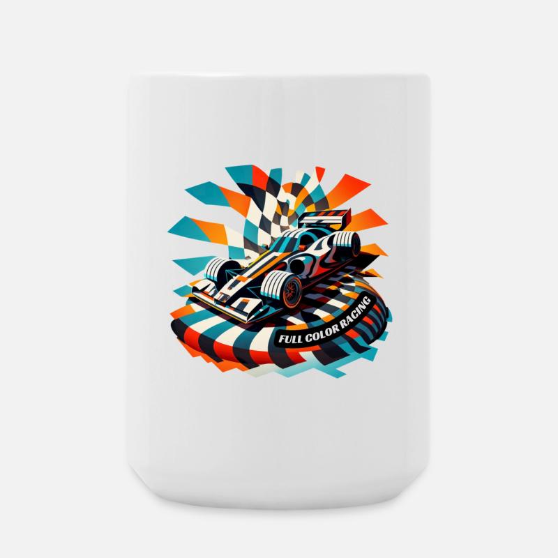 Illustration de voiture de course en couleur - Grande tasse 440 ml - blanc