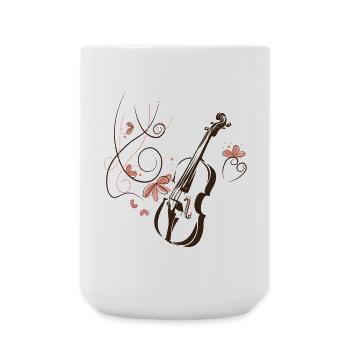 Violine Musiker Blumenranke - Große Tasse 440 ml - Weiß - Vorne