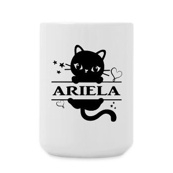 t-shirt Ariela t-shirt chat cadeau idée chat chat - Grande tasse 440 ml - blanc - Devant
