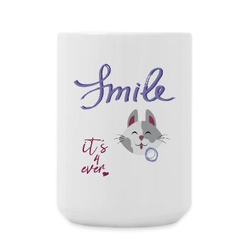 Sourire, Rire, Chat - Grande tasse 440 ml - blanc - Devant
