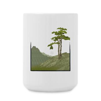 Arbre sur colline avec structure en toile, domaine public - Grande tasse 440 ml - blanc - Devant
