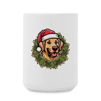 Chien Golden Retriever Noël - Grande tasse 440 ml - blanc - Devant