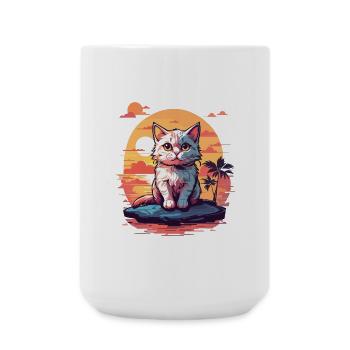 Mignon petit chat au bord de la mer - Grande tasse 440 ml - blanc - Devant