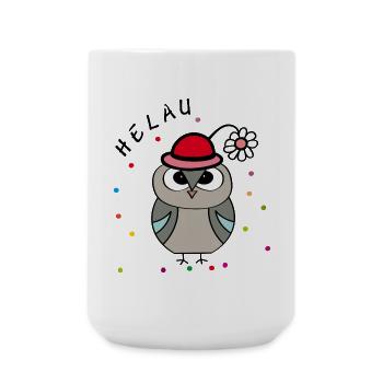 Helau Fasching Eule - Große Tasse 440 ml - Weiß - Vorne