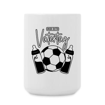 Unser erster Vatertag (Fußball Papa Sohn Baby) - Große Tasse 440 ml - Weiß - Vorne