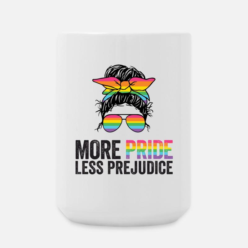 LGBT Pride Month - More Pride Less Prejudice - Large Mug 440 ml - white