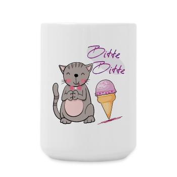 Chat avec cornet de crème glacée - Grande tasse 440 ml - blanc - Devant