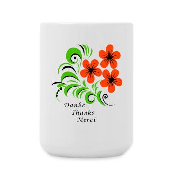 Thank you Thanks Merci - Large Mug 440 ml - white - Front
