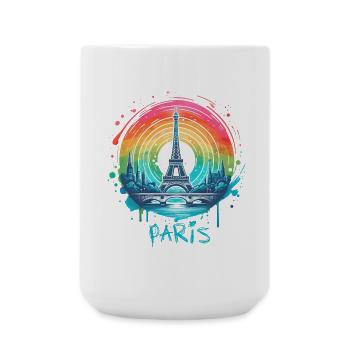 Paris Eiffel Tower with Rainbow LGBT Skyline - Large Mug 440 ml - white - Front