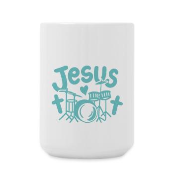 Schlagzeug Christlicher Schlagzeuger - Große Tasse 440 ml - Weiß - Vorne