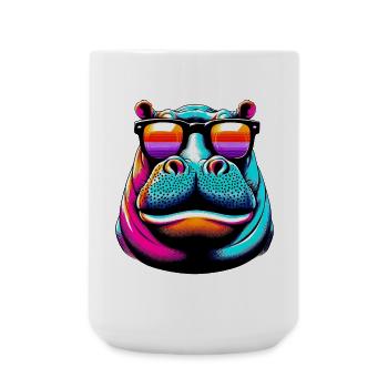 Hippopotamus with Sunglasses - Large Mug 440 ml - white - Front