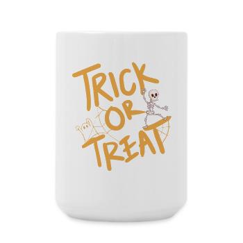 Kreatives Halloween-Design mit Kürbis und Skelett - Große Tasse 440 ml - Weiß - Vorne