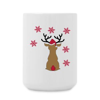 Sticker Rentier im Schnee zu Weihnachten - Große Tasse 440 ml - Weiß - Vorne