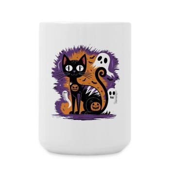 Chat d’Halloween effrayant - Grande tasse 440 ml - blanc - Devant