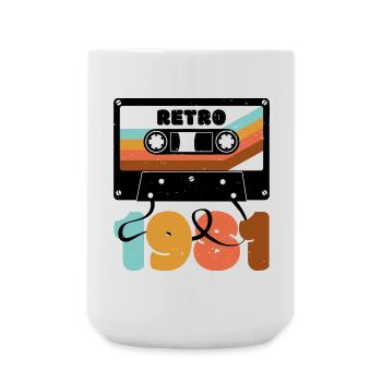 Retro Rainbow 80s Cassette Text - Large Mug 440 ml - white - Front