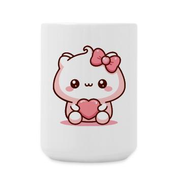 Kawaii Welpe mit Herz - Große Tasse 440 ml - Weiß - Vorne