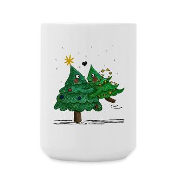 De jolis sapins de Noël - Grande tasse 440 ml - blanc - Devant