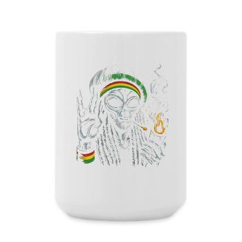 Rasta Alien – Chill und kosmische Vibes Design - Große Tasse 440 ml - Weiß - Vorne