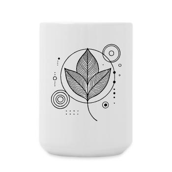 Zen Blätter – Natur trifft Geometrie in stilvoller - Große Tasse 440 ml - Weiß - Vorne