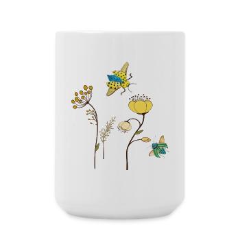 Gartenblumen mit Insekten - Große Tasse 440 ml - Weiß - Vorne