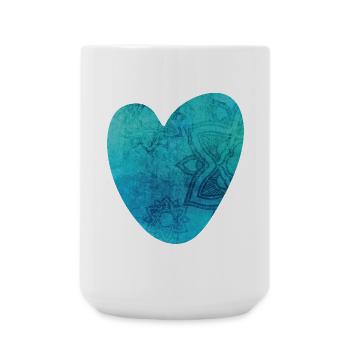 Yoga Heart Mandala Pattern Meditation Love Fan om - Large Mug 440 ml - white - Front