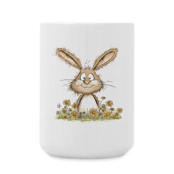 Drolliger Hase I Osterhase Häschen - Große Tasse 440 ml - Weiß - Vorne