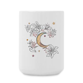 Mond mit Flowers - Große Tasse 440 ml - Weiß - Vorne