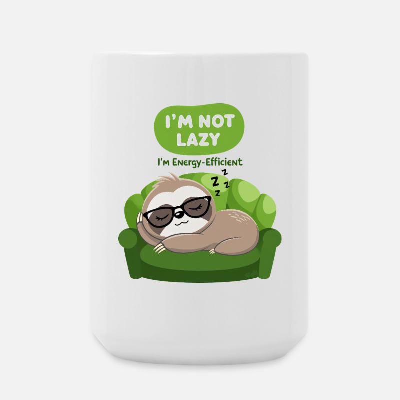 Faultier: „Ich bin nicht faul“ 🦥 - Große Tasse 440 ml - Weiß