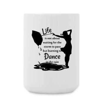 spruch: life is not about waiting for the storm - Große Tasse 440 ml - Weiß - Vorne