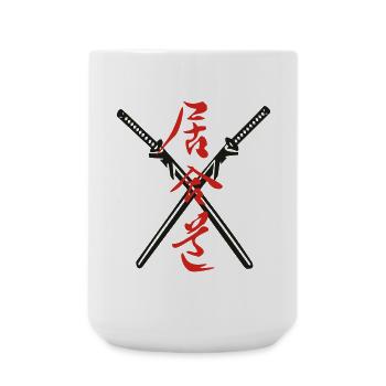 Iaido Kanji + Katana - Large Mug 440 ml - white - Front