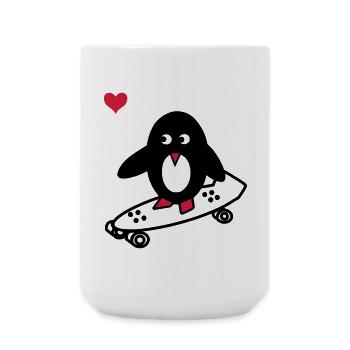 Skaterpinguin - Große Tasse 440 ml - Weiß - Vorne