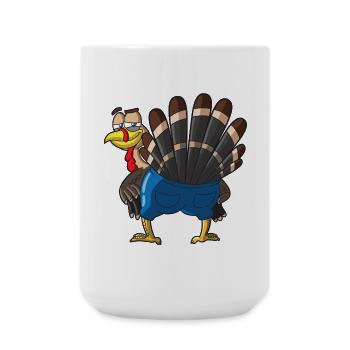Tailfeathered Turkey Cartoon - Large Mug 440 ml - white - Front