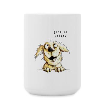 Life Is Golden Retriever - Dog Cartoon - Large Mug 440 ml - white - Front