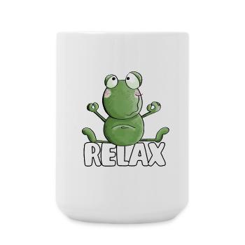 Frog Relaxing Yoga - Frogs - Toad - Quak - Large Mug 440 ml - white - Front